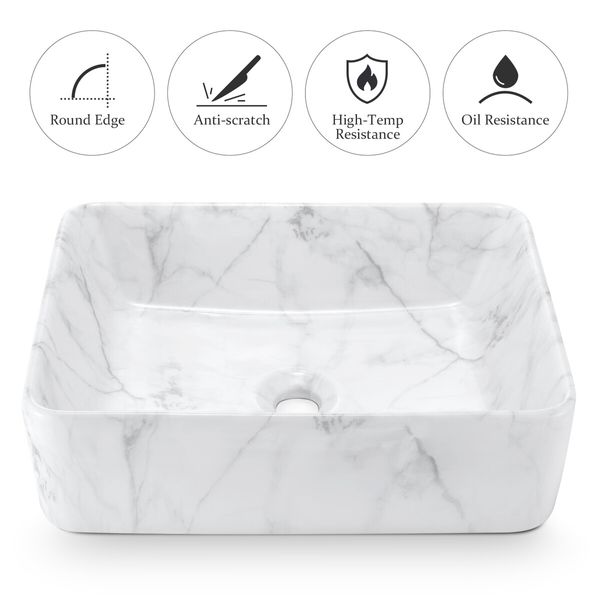 Bathroom Sink Vessel Basin Vanity Ceramic Above Counter Washing Hand Bowl Toilet Countertop Modern Rectangle