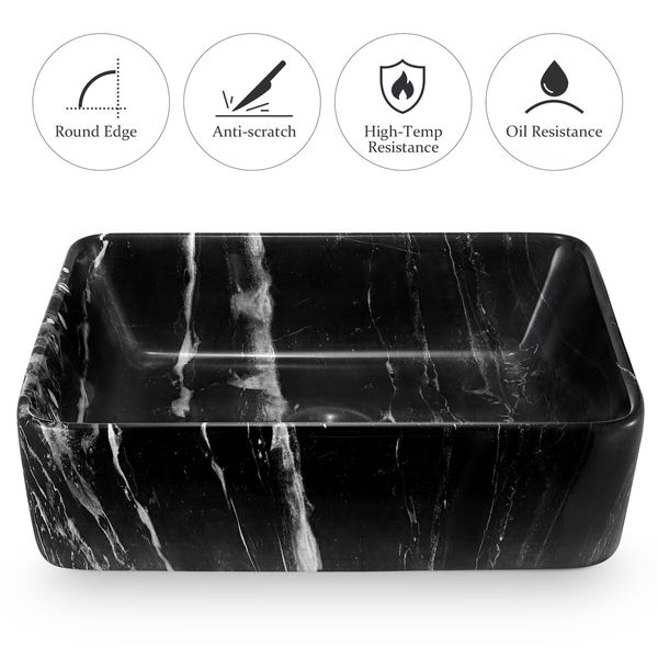 Bathroom Sink Basin Vanity Vessel Ceramic Washing Hand Wash Bowl Above Counter Toilet Bath Countertop Modern Marble Rectangle