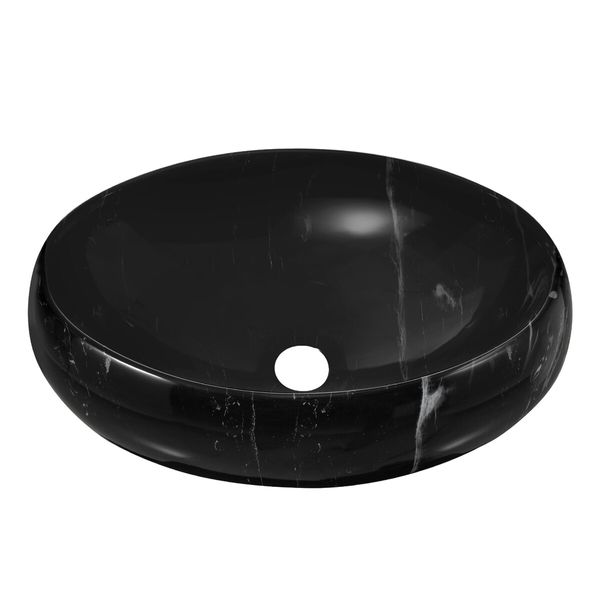 Black Bathroom Sink Basin Bath Vanity Vessel Washing Oval Hand Wash Bowl Ceramic Above Counter Toilet Countertop Modern Marble