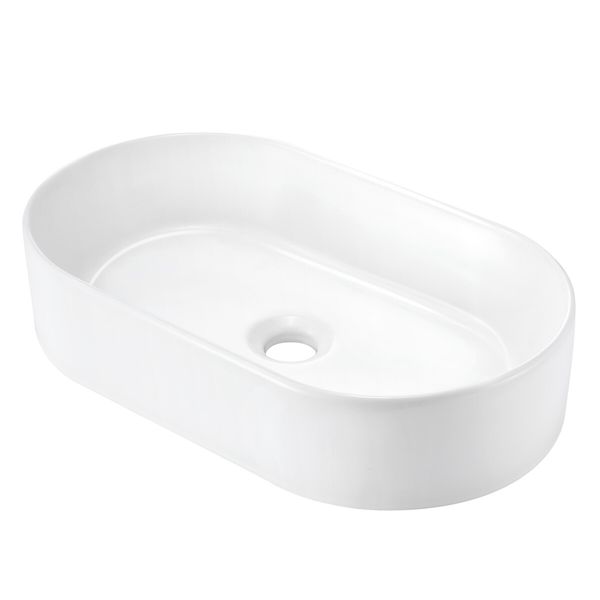 White Bathroom Sink Vessel Washing Basin Hand Wash Bowl Vanity Ceramic Oval Above Counter Modern Countertop Toilet