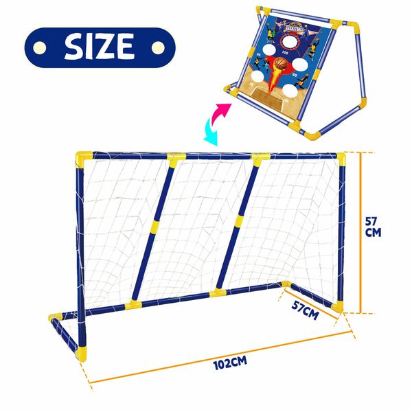 Soccer Goal Football Net Set Kids Target Training Practice Backyard Game Outdoor Park Sports Match Youth 102x57cm with Plastic Ball Pump Beanbag