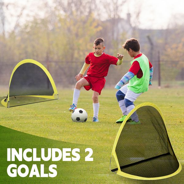 Pop Up Soccer Goals Football Net Set Portable Kids Backyard Game Training Practice Outdoor Sports Youth 120x86cm with 12cm Soccer Ball Pump