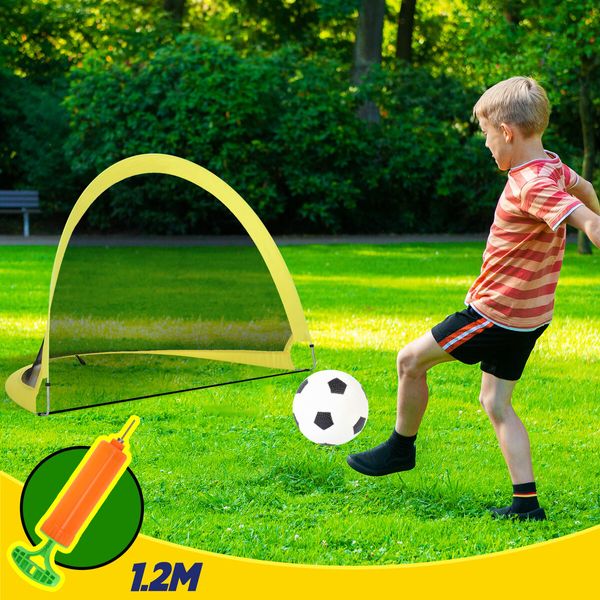 Pop Up Soccer Goals Football Net Set Portable Kids Backyard Game Training Practice Outdoor Sports Youth 120x86cm with 12cm Soccer Ball Pump