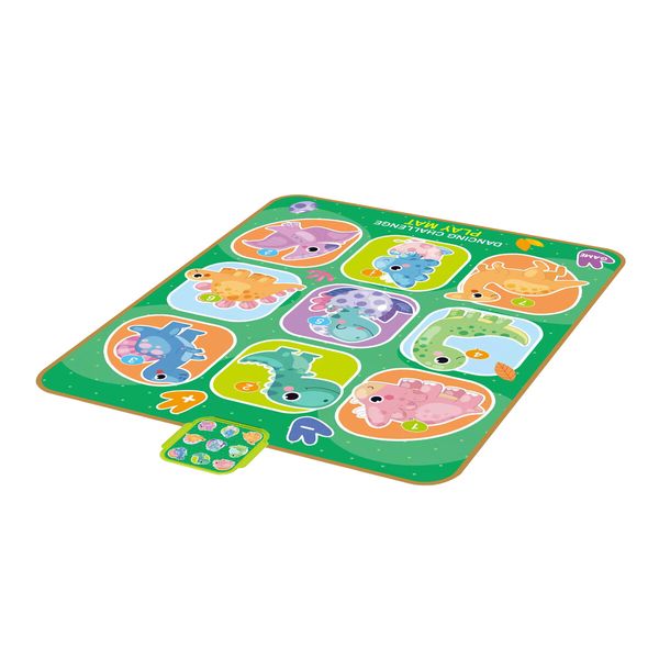 Kids Dance Mat Game Play Toy Dancer Musical Pad Dancing Challenge Light Up Activity Centre Blanket Adjustable Volume Electric 82x65cm Dinosaur Cartoon