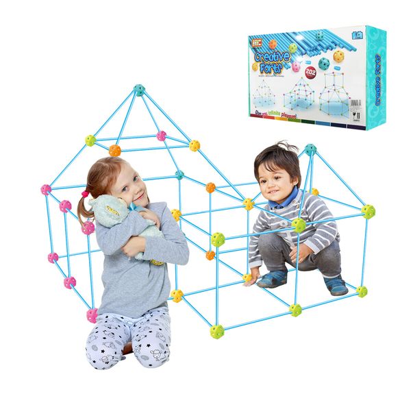 DIY Fort Building Kit 202pcs Construction Builder Castle Educational Toy Creative STEM Learning Play Set Gift for Kids