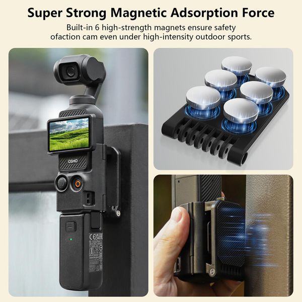 Magnetic Mount Stand Compatible with DJI Osmo Pocket 3,Pocket3 Accessories Expansion Adapter Magnet Suction Case Holder on Desktop,Vertical Surface,Quick Fixation,Black