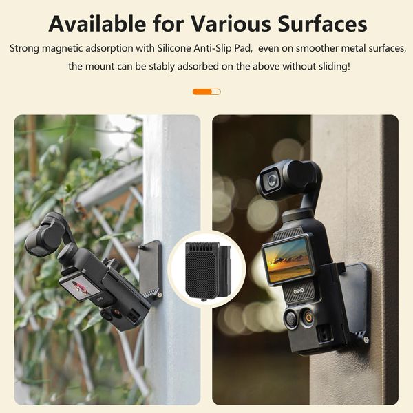 Magnetic Mount Stand Compatible with DJI Osmo Pocket 3,Pocket3 Accessories Expansion Adapter Magnet Suction Case Holder on Desktop,Vertical Surface,Quick Fixation,Black