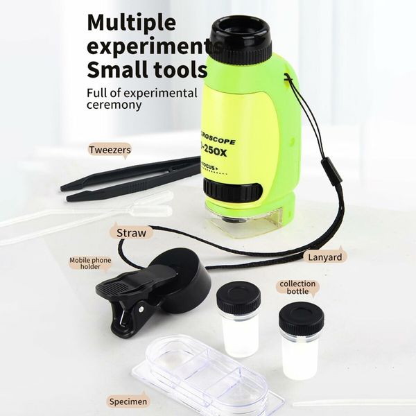 Portable Microscope  Handheld DIY Outdoor Observation Portable Scientific Educational Toys for 3+ Color Yellow