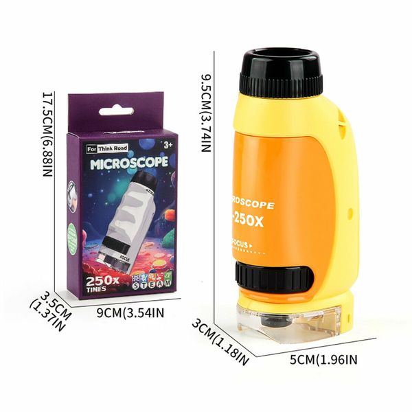 Portable Microscope  Handheld DIY Outdoor Observation Portable Scientific Educational Toys for 3+ Color Yellow