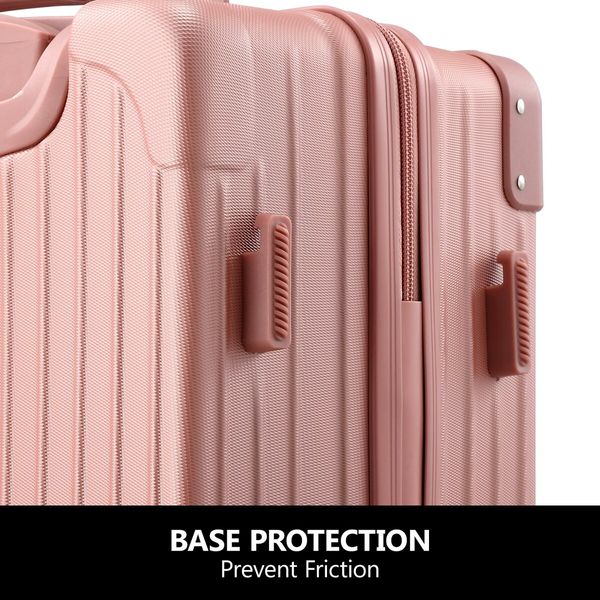 2 Piece Luggage Travel Set Hard Shell Carry On Suitcases Traveller Lightweight Trolley Checked Vanity Bag Rolling Cabin Case with Wheels Rose Gold