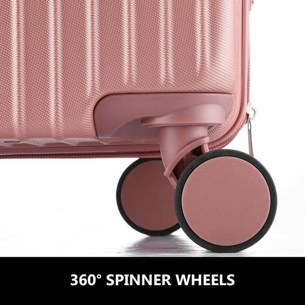 2 Piece Luggage Travel Set Hard Shell Carry On Suitcases Traveller Lightweight Trolley Checked Vanity Bag Rolling Cabin Case with Wheels Rose Gold