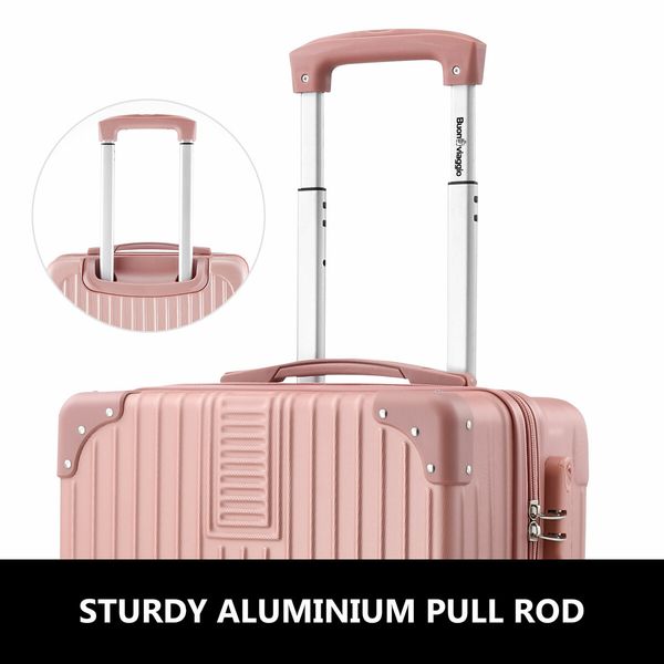 2 Piece Luggage Travel Set Hard Shell Carry On Suitcases Traveller Lightweight Trolley Checked Vanity Bag Rolling Cabin Case with Wheels Rose Gold