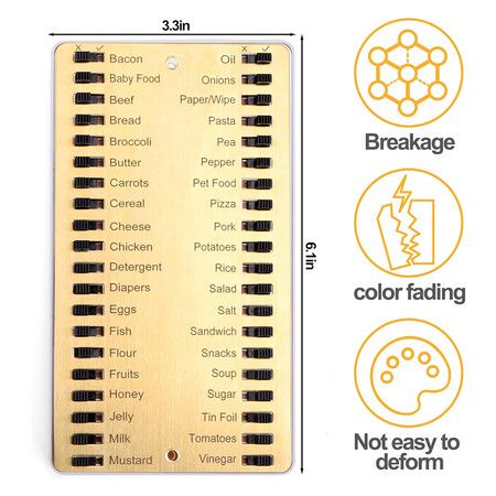 Metal Grocery List, Reusable Shopping List, Metal Sliding Shopping List Memory Reminder Board, Convenient Tools for Home Shopping Working