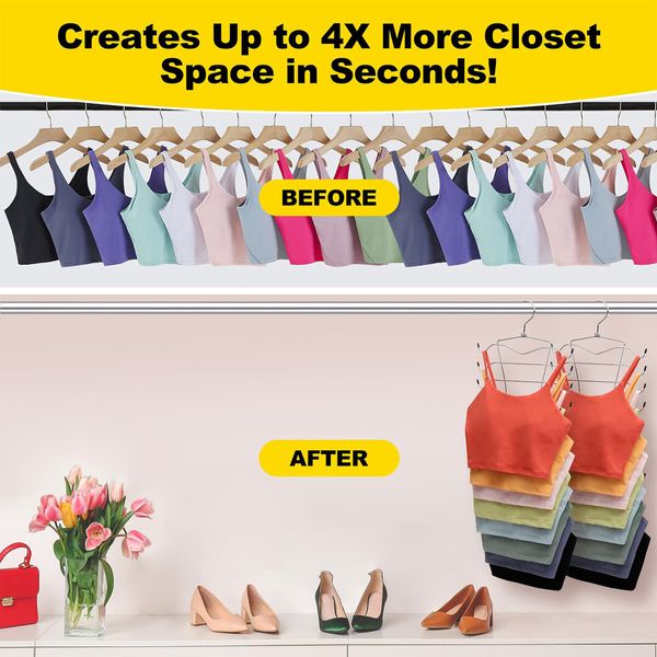 Closet Organizers and Storage,8 Tier Tank Top Hangers Space-Saving,Closet Organizer,Non Slip Hanging Sport Bras Holder,Dorm Room Essentials for College Students Girls Camisoles Swimsuits Dress,3 Pack