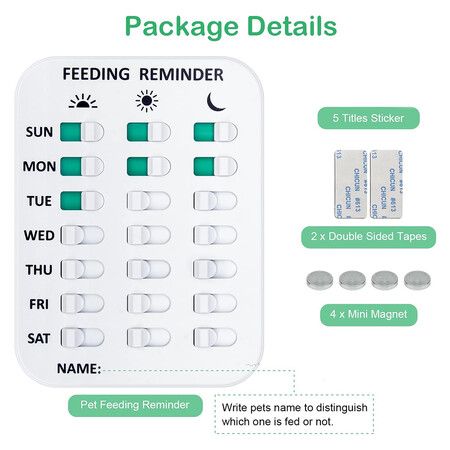 Dog Feeding Reminder Magnetic 3 Times A Day, Firmly Mount Pet Feeding Reminder for Avoid Overfeeding