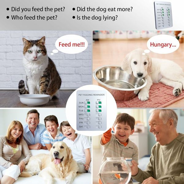 Dog Feeding Reminder Magnetic Reminder Sticker, AM and PM Daily Indication Chart Feed Your Pets, White