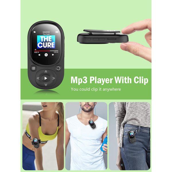 64GB MP3 Music Player with Bluetooth 5.2,HiFi Music MP3 Player with Sensitive Touch Button,1.5Inch Screen,Portable MP3 Player with Clip/Pedometer for Sports,Running,Earphone Included