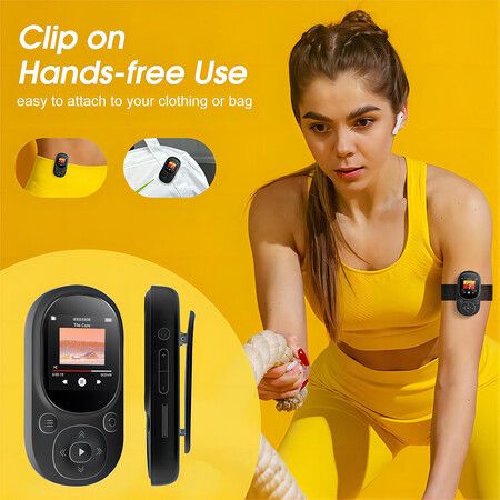 64GB MP3 Music Player with Bluetooth 5.2,HiFi Music MP3 Player with Sensitive Touch Button,1.5Inch Screen,Portable MP3 Player with Clip/Pedometer for Sports,Running,Earphone Included