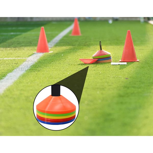 Disc Cones,Agility Soccer Cones with Carry Bag and Holder,Soccer Cones for Sports Training,Football,Soccer,Basketball,Coaching,Practice Equipment,25 Pack,5 Color