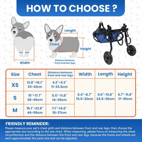 Dog Wheelchair for Back Legs,Dog Wheelchair Cart,Doggy/cat Wheelchair with Disabled Hind Legs Walking,Mobility Aids for Small Pets Hind Limbs,Dog Carts with Wheels,Light Weight,Size:S