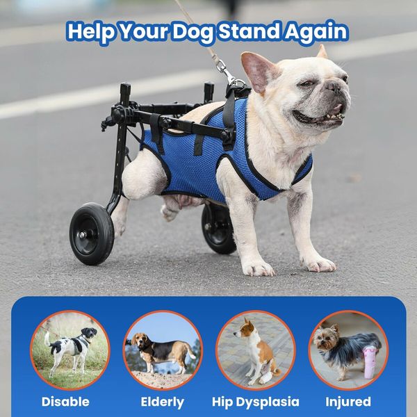 Dog Wheelchair for Back Legs,Dog Wheelchair Cart,Doggy/cat Wheelchair with Disabled Hind Legs Walking,Mobility Aids for Small Pets Hind Limbs,Dog Carts with Wheels,Light Weight,Size:S