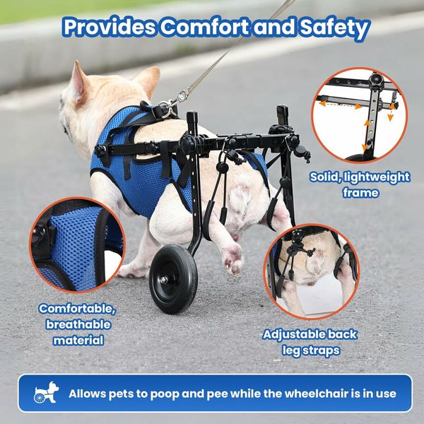 Dog Wheelchair for Back Legs,Dog Wheelchair Cart,Doggy/cat Wheelchair with Disabled Hind Legs Walking,Mobility Aids for Small Pets Hind Limbs,Dog Carts with Wheels,Light Weight,Size:S