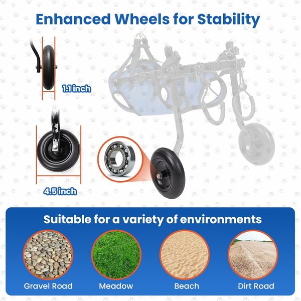 Dog Wheelchair for Back Legs,Dog Wheelchair Cart,Doggy/cat Wheelchair with Disabled Hind Legs Walking,Mobility Aids for Small Pets Hind Limbs,Dog Carts with Wheels,Light Weight,Size:S