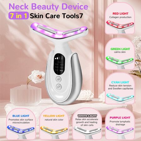 Neck Face Beauty Device, Vibration Face Massager, Face Sculpting Tool Facial Massager for Double Chin, Thermals and Skin Care, Black