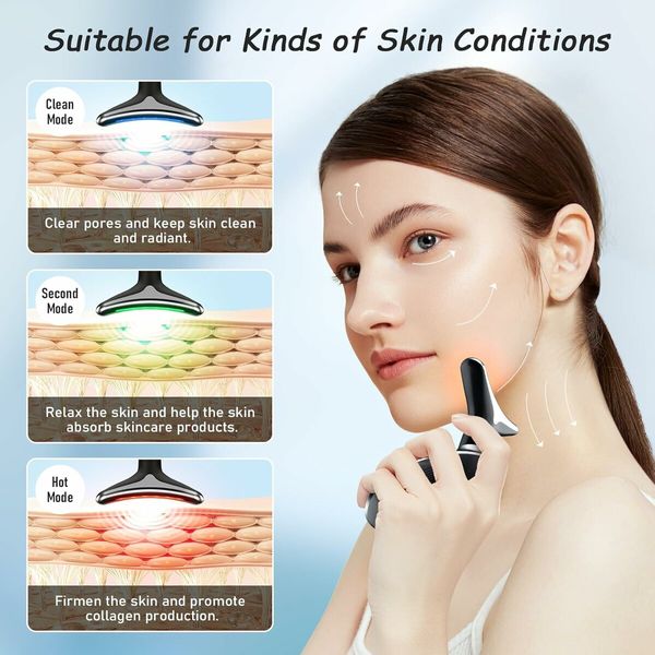 Face and Neck Beauty Tool, 7 in 1 Electric Facial Device for Wrinkle Removal at Home Daily Use, Black