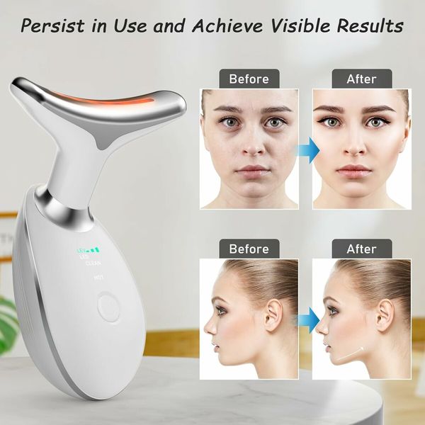 Face and Neck Beauty Tool, 7 in 1 Electric Facial Device for Wrinkle Removal at Home Daily Use, White