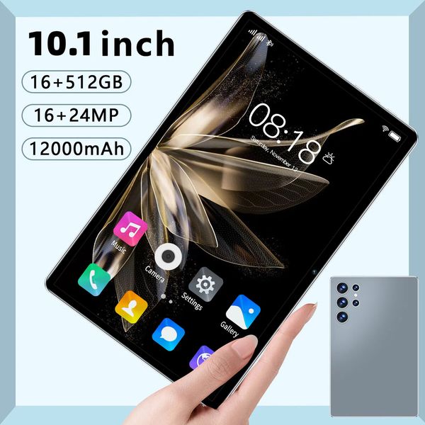 10.1 Inch Android Tablet 16GB+512GB Storage 4G Wi-Fi Dual SIM Long Battery Life Color Grey