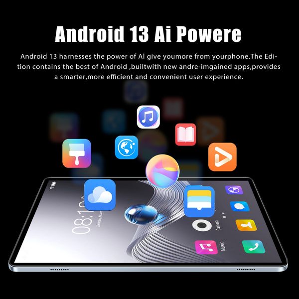 10.1 Inch Android Tablet 16GB+512GB Storage 4G Wi-Fi Dual SIM Long Battery Life Color Grey