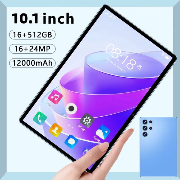 10.1 Inch Android Tablet 16GB+512GB Storage 4G Wi-Fi Dual SIM Long Battery Life Color Blue