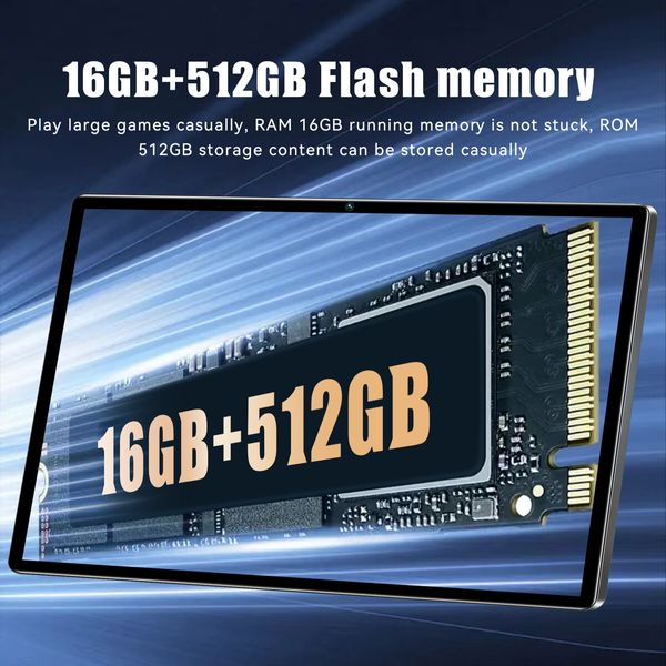 10.1 Inch Android Tablet 16GB+512GB Storage 4G Wi-Fi Dual SIM Long Battery Life Color Black