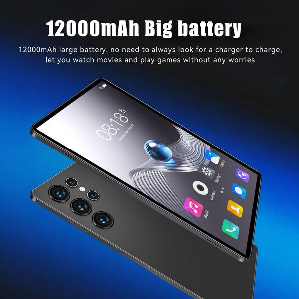 10.1 Inch Android Tablet 16GB+512GB Storage 4G Wi-Fi Dual SIM Long Battery Life Color Black