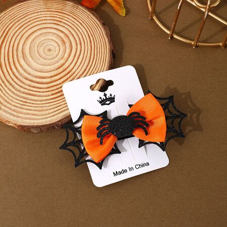 Set of 3 Halloween Hair Bows Clips Pumpkin Ghost Spider Themed Hair Barrettes for Girls' Festive Parties