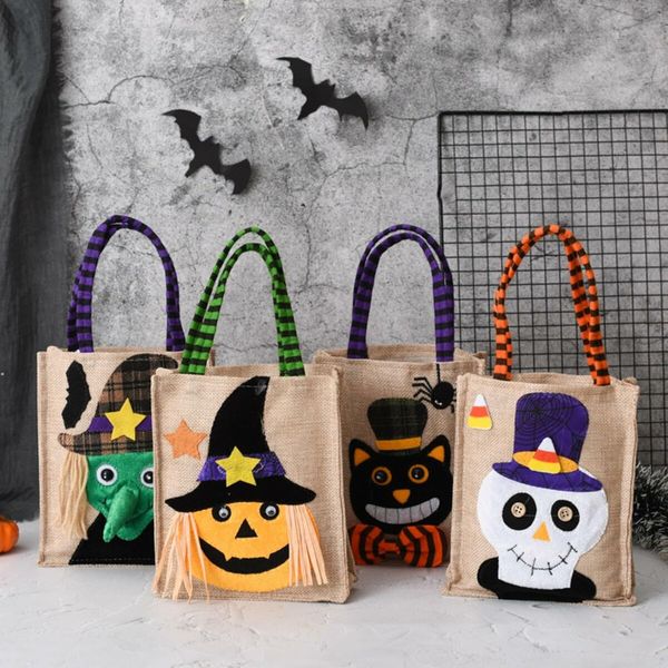 Set of 4 Halloween NonWoven Candy Bags Ghost Festival Pumpkin Bags for Decoration Props Ideal for Trick or Treat