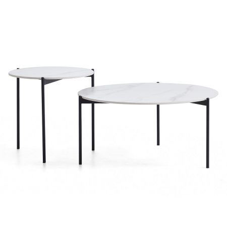 Interior Ave - Bianco Nested Coffee Table Set - White Marble Stone