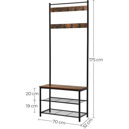 VASAGLE Coat Rack Stand Height 175 cm Rustic Brown