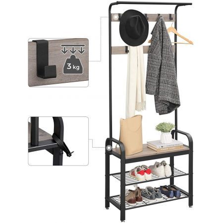 VASAGLE Coat Rack Stand Greige and Black