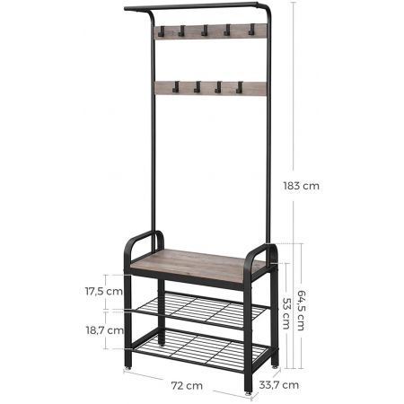 VASAGLE Coat Rack Stand Greige and Black