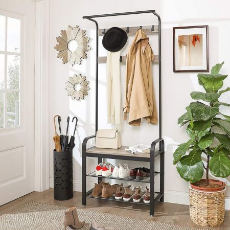 VASAGLE Coat Rack Stand Greige and Black