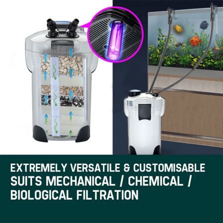 PROTEGE Aquarium External Canister Filter Aqua Fish Tank Multi Stage Pond Pump UV Light