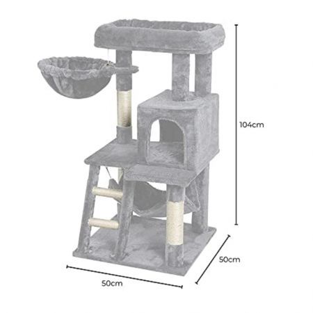 Floofi 104cm Plush Cat Condo Cat Tree Light Grey