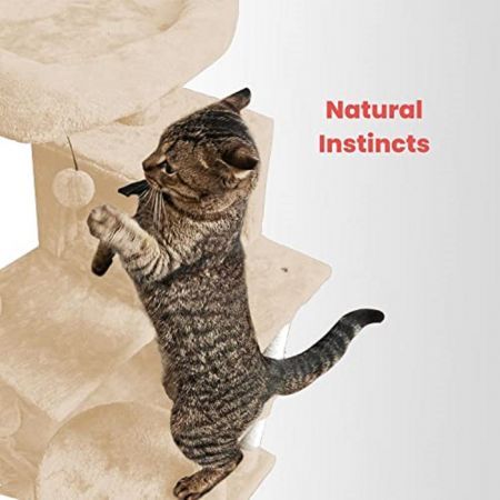 Floofi 118cm Plush Cat Condo Cat Tree Beige