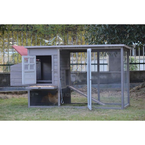 YES4PETS Grey Large Chicken Coop Rabbit Hutch Ferret Cage Hen Chook Cat House