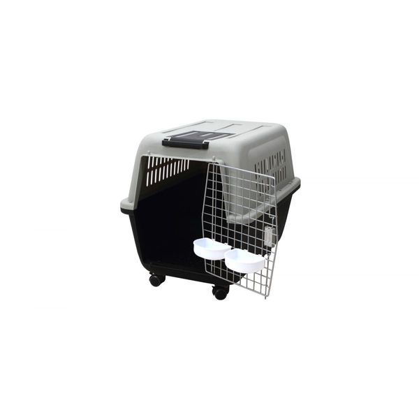 YES4PETS XL Plastic Kennels Pet Carrier Dog Cat Cage Crate With Handle and Removable Wheel Black
