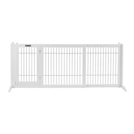 Freestanding Retractable Dog Barrier with Gate Large