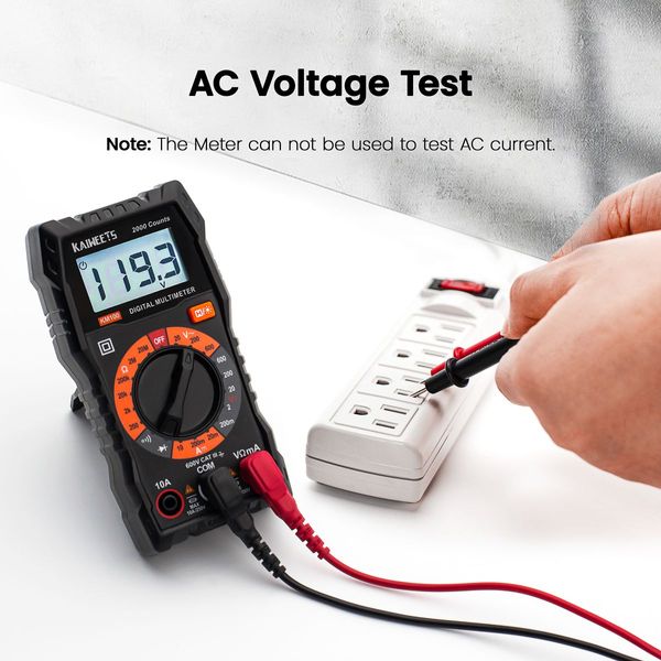 KAIWEETS Digital Multimeter with Case, DC AC Voltmeter, Ohm Volt Amp Test Meter and Continuity Test Diode Voltage Tester for Household Outlet, Automotive Battery Test (Anti-Burn with Double Fuses)