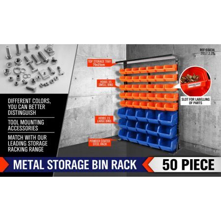 50-Piece Bin Wall Mounted Parts and Tool Storage Rack Organizer Rack聽for Workshop Tools